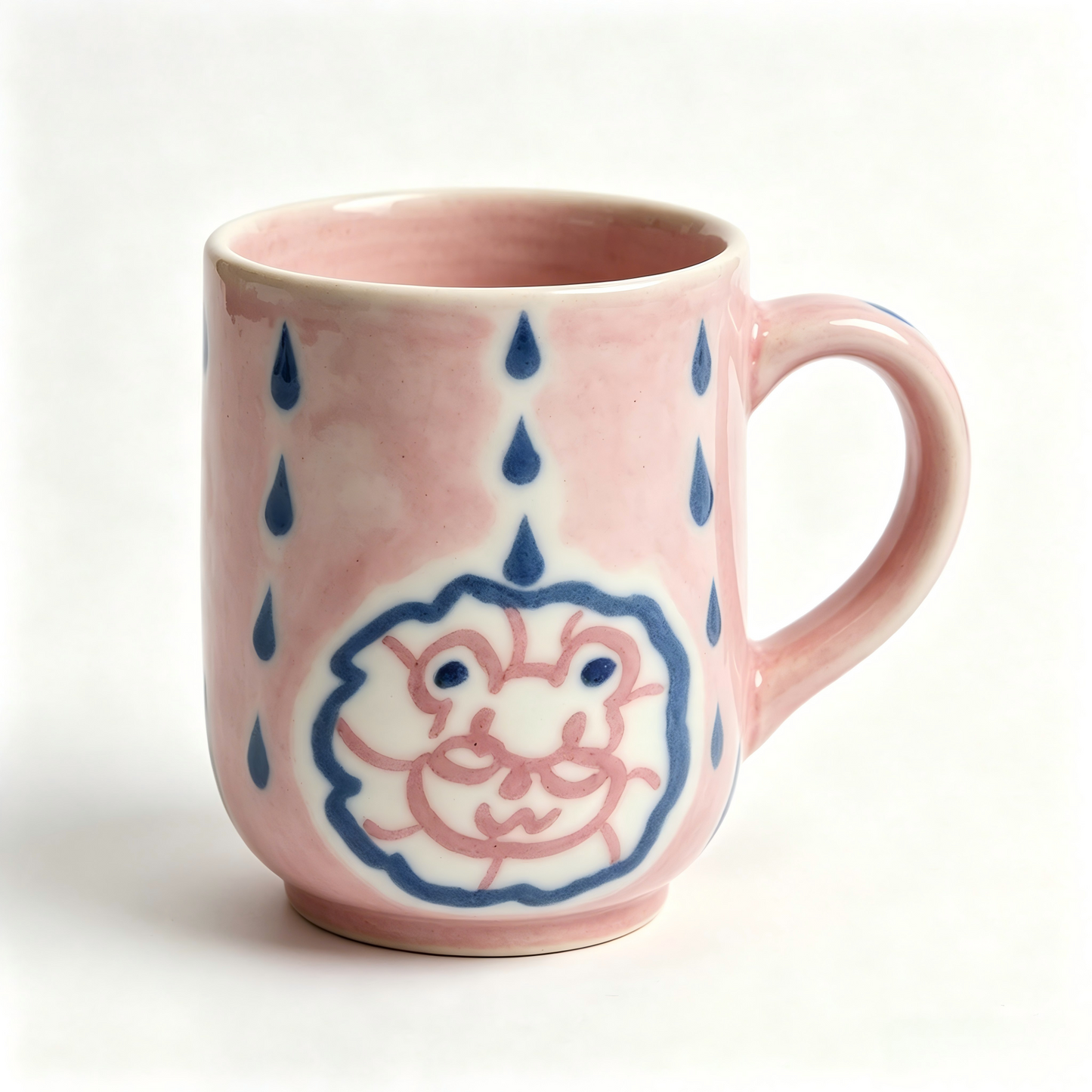 Handmade Drip Pink-Blue Glaze Ceramic Cup | Bears' Party Cute Daily Drinking Cup