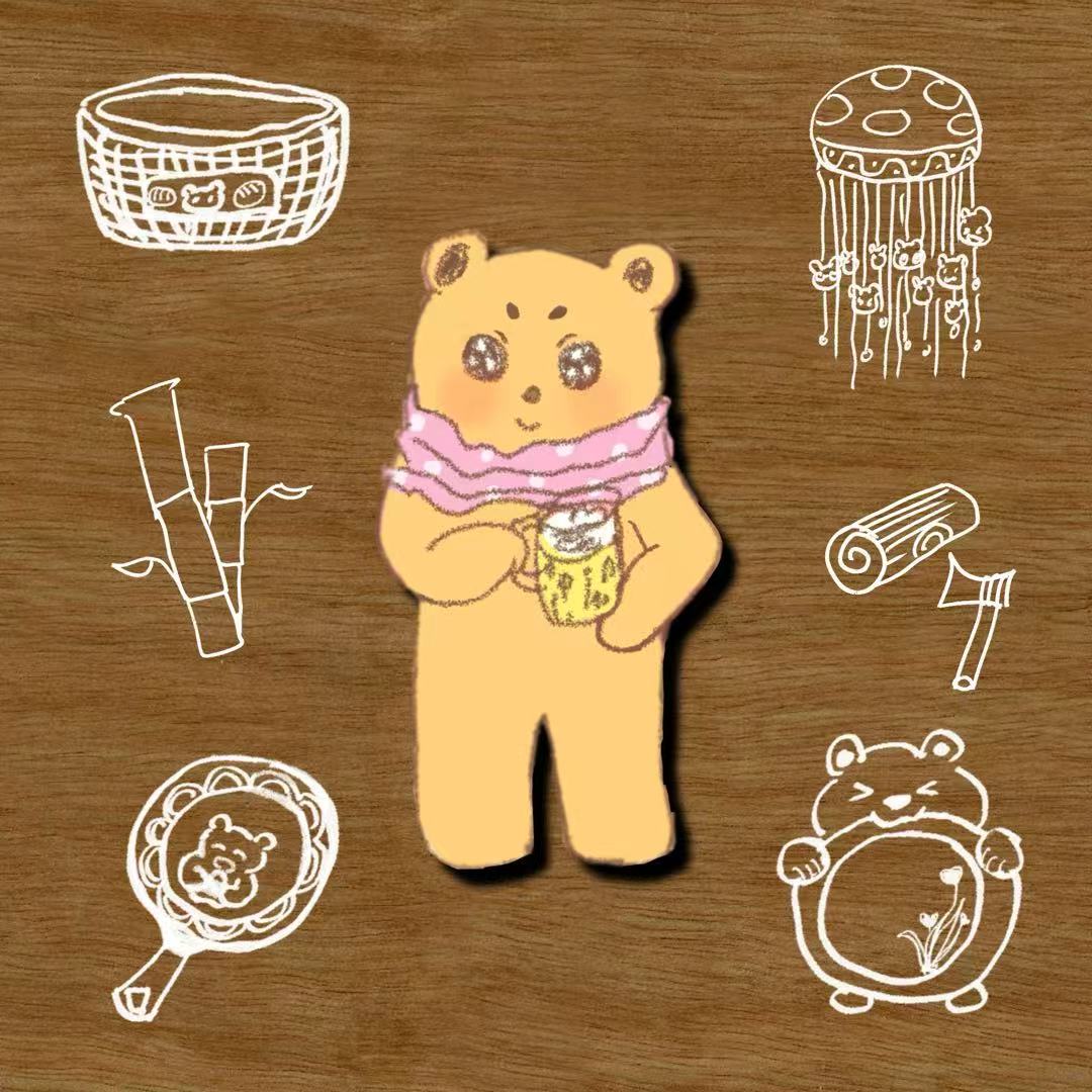 Bamboo & Wood Scarf Bear Series
