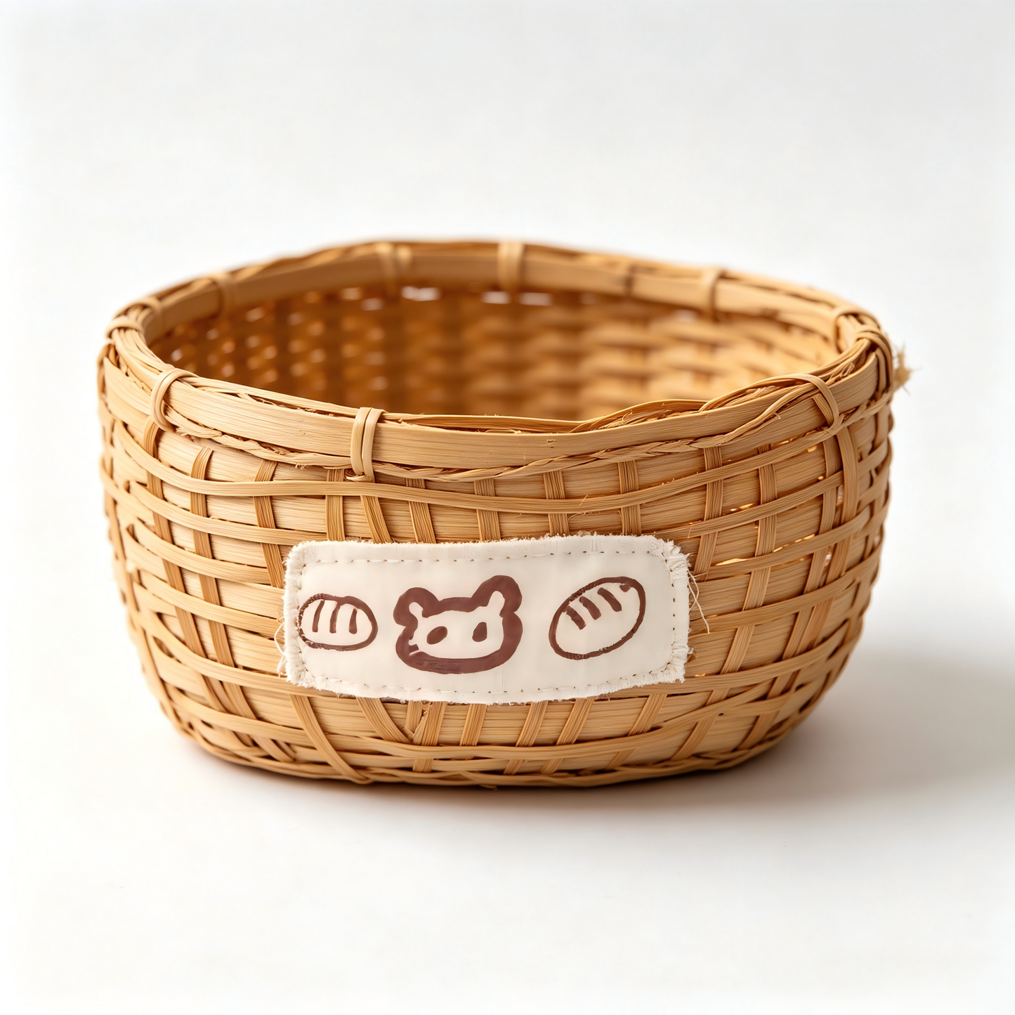 Handwoven Bamboo Bread Basket | Bears' Party Rustic Cartoon Kitchen Storage Basket