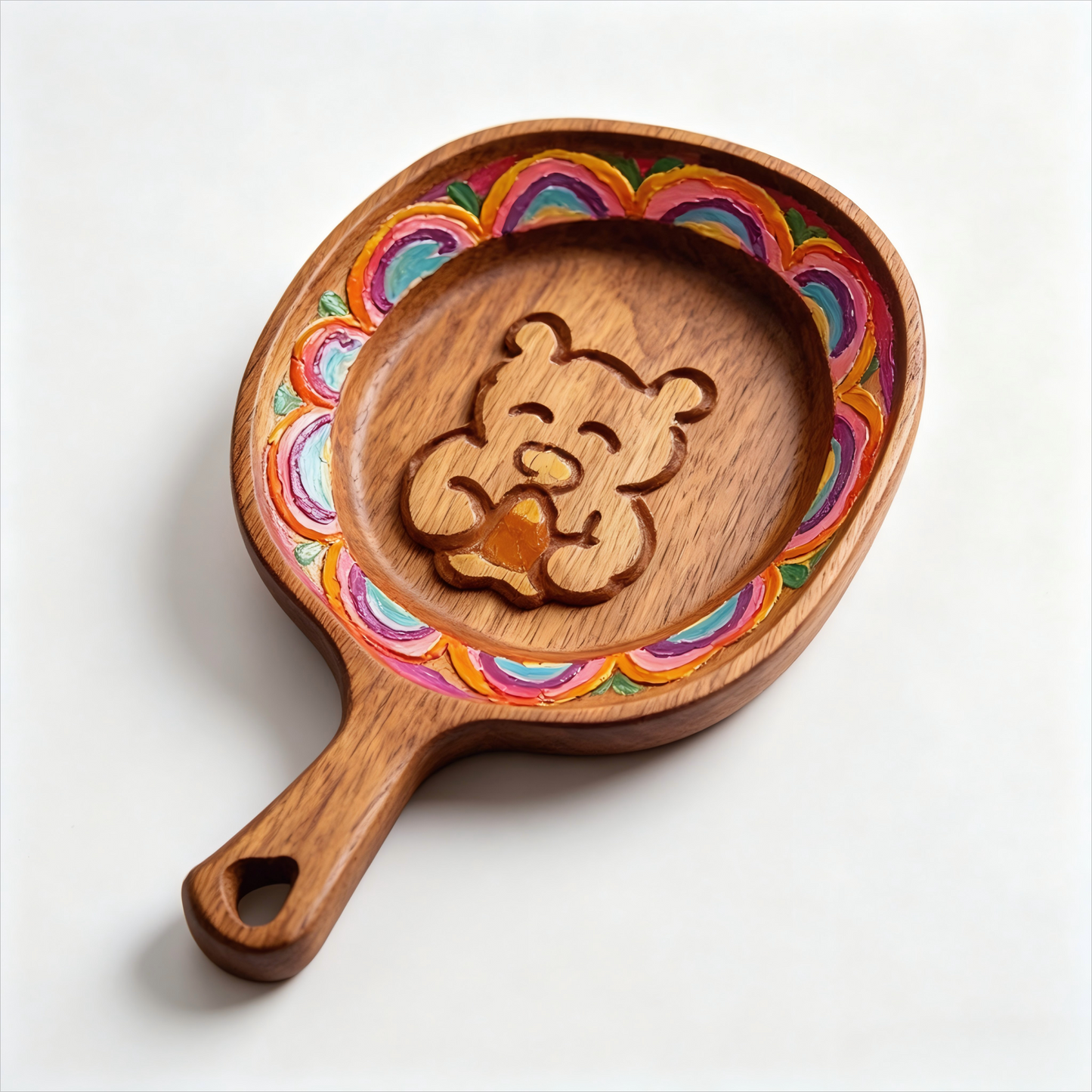 Hand Carved Beech Wood Baking Tray | Bears' Party Cartoon Kitchen Bakeware