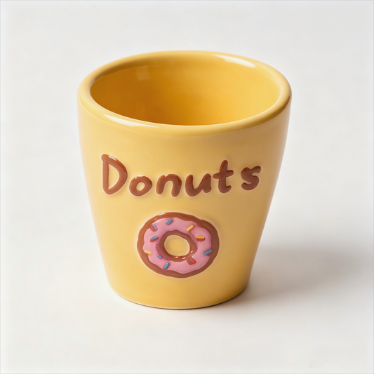 Handmade Donut Pattern Ceramic Cup | Bears' Party Cute Cartoon Breakfast Cup